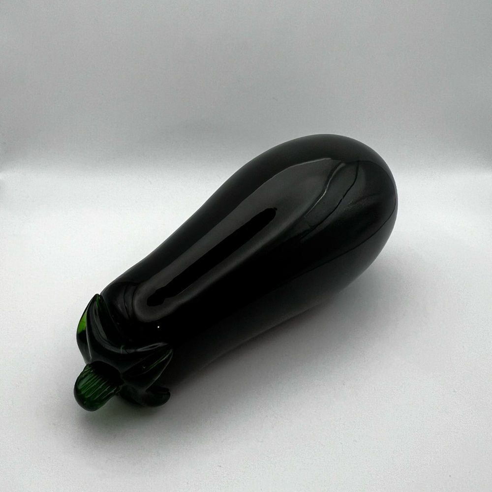 Vintage Hand Blown glass eggplant murano style hand blown glass fruit
